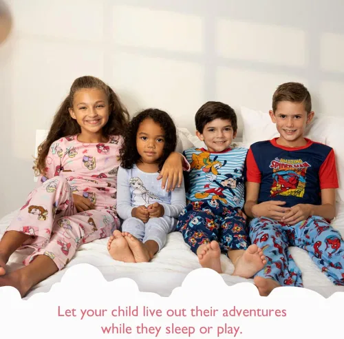 Vista 2 de Disney Conjunto de pijama de algodón de 4 piezas para niña Azul bebé