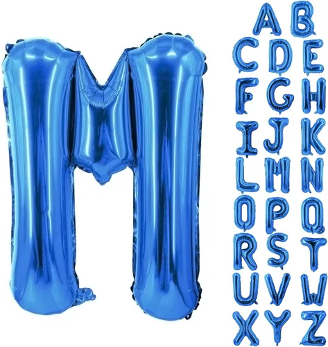 Vista 79 de Globos de letras azules de 40 pulgadas, globo grande del alfabeto de aluminio de Mylar para decoración de cumpleaños, boda, aniversario, graduación