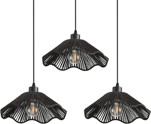 Vista 10 de 3 Pack Brown Woven Pendant Light Fixtures,11.81" Rattan Pendant Lights Farmhouse Basket Light Fixture Adjustable Boho Hanging Lamp for Kitchen