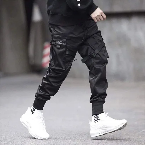 Vista 3 de Pantalón Astellarie informal, varios bolsillos, de moda, para correr, gimnasio, con cordón, estilo cargo, para hombre