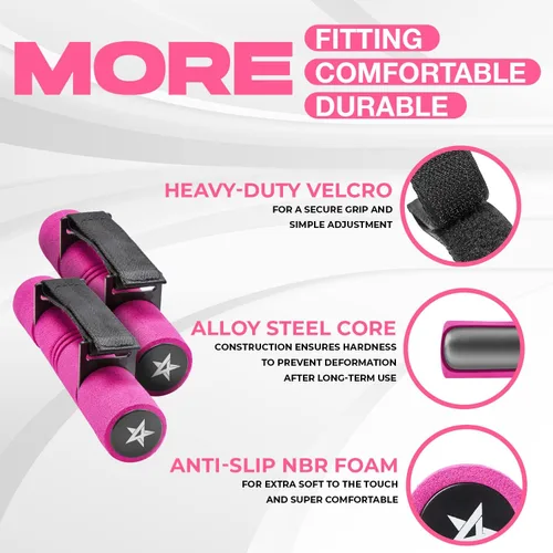 Vista 2 de Yes4All - Juego de pesas ajustables de mano para mancuernas de 2 piezas, perfectas para caminar o ejercicio de viaje para mujeres con correas