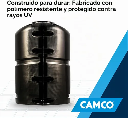 Vista 5 de Camco Cubierta de tanque de propano individual para cámper/RV - Cuenta con un panel superior extraíble y un diseño de polímero de servicio pesado