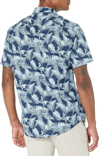 Vista 3 de Tienda Essentials Camisa estampada de manga corta ajustada para hombre