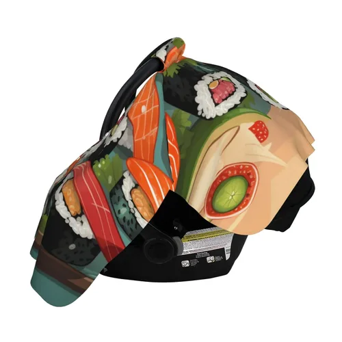 Vista 3 de Baby Car Seat Canopy Cover for Mom, Soft Breathable Nursing Breastfeeding Covers Multi Use Stroller Sun Shade Newborn Shower Gift，Sushi