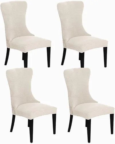 Vista 23 de XMNTG Juego de 1 funda elástica de jacquard para silla con respaldo de ala, fundas reutilizables y lavables para sillas de comedor, para banquetes