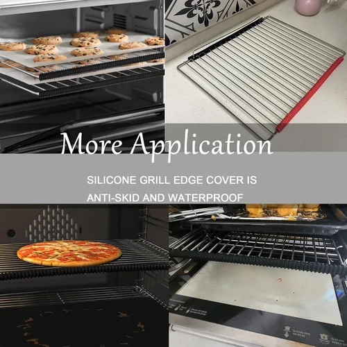 Vista 5 de Funda extra larga de 22 pulgadas para horno, protector de silicona para horno, resistente al calor, protector de borde de estante de horno, sin BPA
