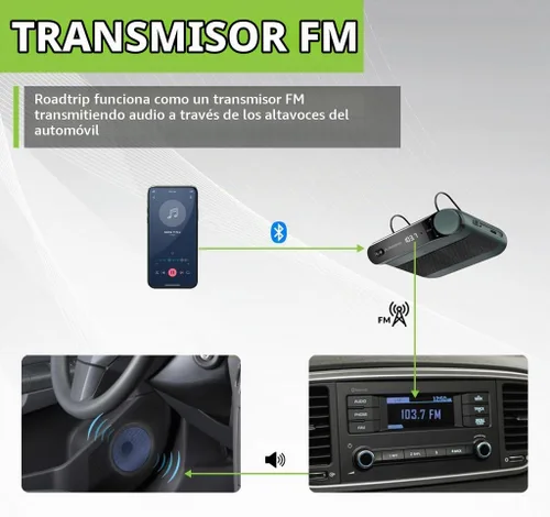 Vista 3 de Avantree Roadtrip - Altavoz Bluetooth para automóvil y transmisor FM inalámbrico 2 en 1 para transmitir audio del teléfono celular al altavoz
