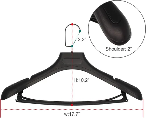 Vista 3 de DEDU Perchas de traje para hombre, paquete de 15 perchas de plástico extra anchas de 17.7 pulgadas, sin parachoques, portátiles, resistentes