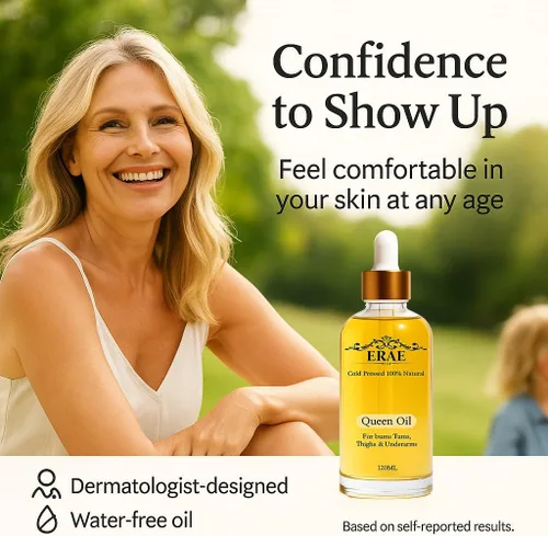Vista 3 de Erae Queen Oil - Aceite reafirmante botánico natural prensado en frío para cara y cuerpo - Hidrata tensa y restaura la elasticidad para la piel