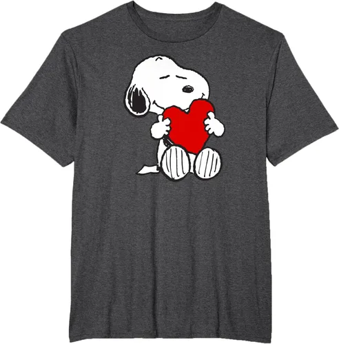Vista 20 de Peanuts Camiseta de San Valentín Snoopy Hugging Heart, Negro