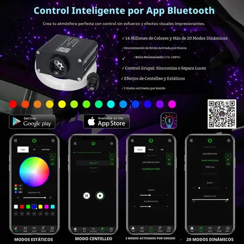 Vista 5 de Twinkle Starlight Headliner Light,16W 400pcs 6.5ft LED Star Kit de luz de fibra óptica de techo APP/Control remoto para coche/hogar/fiesta