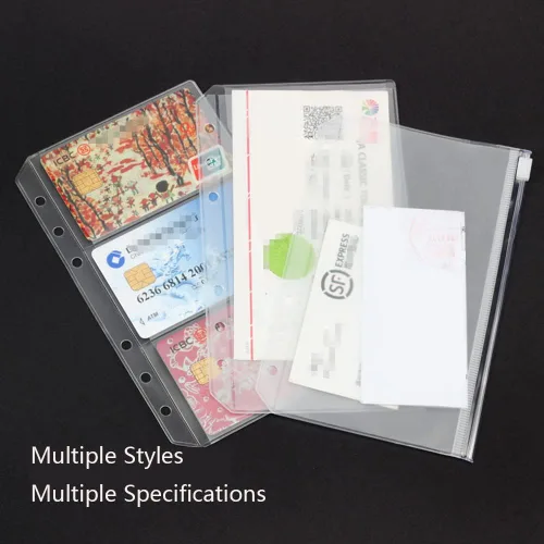 Vista 5 de Funda para tarjetas (A5/6 agujeros), fundas para tarjetas de visita, fundas ultra transparentes, páginas de recarga personal de doble cara
