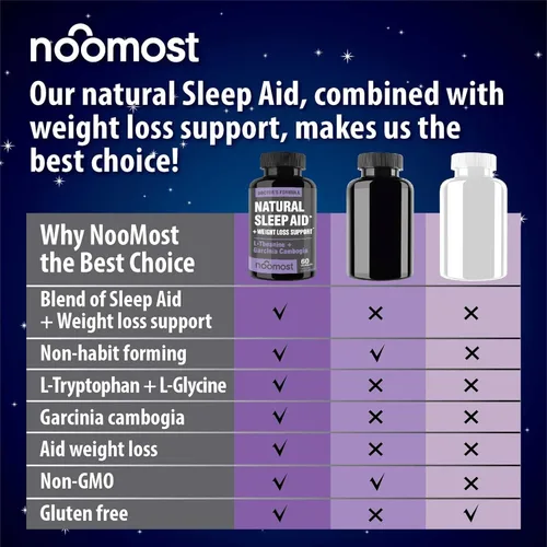 Vista 3 de NooMost Suplementos naturales para ayudar al sueño con magnesio, L, teanina y garcinia Pastillas para dormir para un sueño profundo y reparador