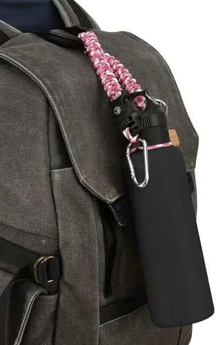 Vista 7 de Mango de cuerda de paracaídas para botella de agua Hydro Flask 2.0 de boca ancha y estándar, soportes de correa duraderos y cómodos
