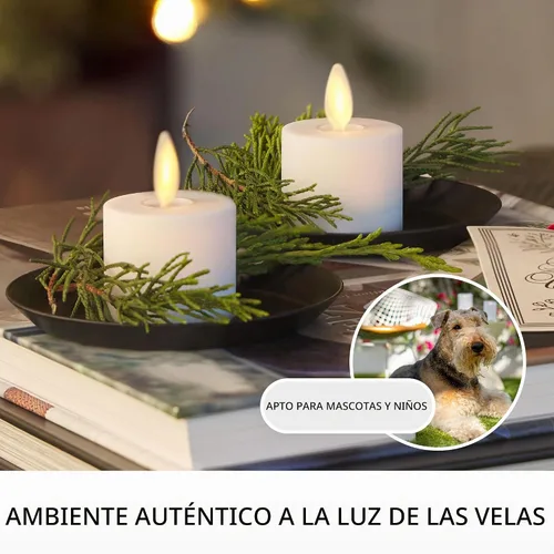 Vista 5 de Luminara Vela de luz LED con llama en movimiento sin llama (1.4" x 2") lista para control remoto, a batería, de plástico, con llama LED sin llama