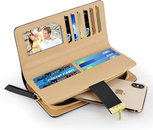 Vista 2 de PGXT Womens Long Leather Card Holder Purse Zipper Buckle Elegant Clutch Wallet