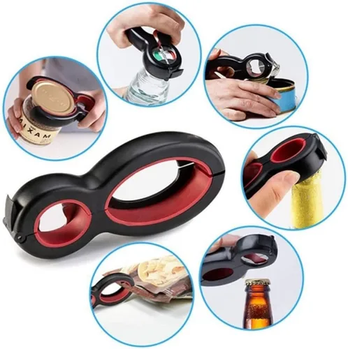 Vista 5 de Muellery Abridor multifuncional tarro botella abrelatas agarre suave revestimiento superior comodidad fácil de usar herramientas de cocina casera