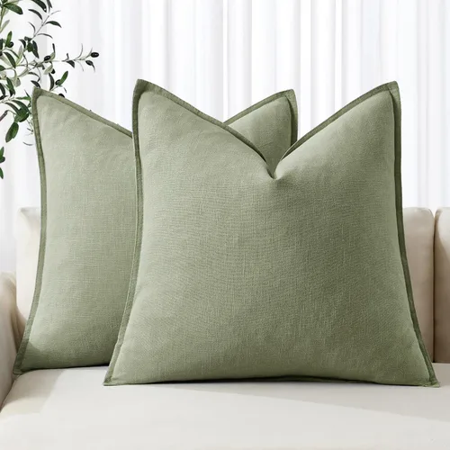 Vista 24 de MIULEE - Juego de 2 fundas de almohada decorativas de lino, estilo bohemio, rústico, neutral, para sofá, cama, 16 x 16 pulgadas, color marrón