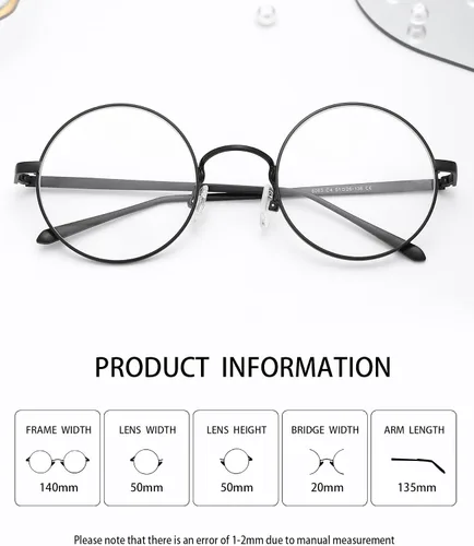 Vista 5 de Pro Acme Lentes transparentes con marco de metal redondo retro sin receta