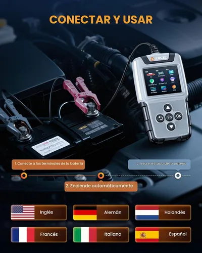 Vista 7 de ANCEL BA101 Plus Probador de Batería de Auto 6V 12V, Probador de Carga 20-2000 CCA, Analizador Digital de Alternador Automotriz, Herramienta