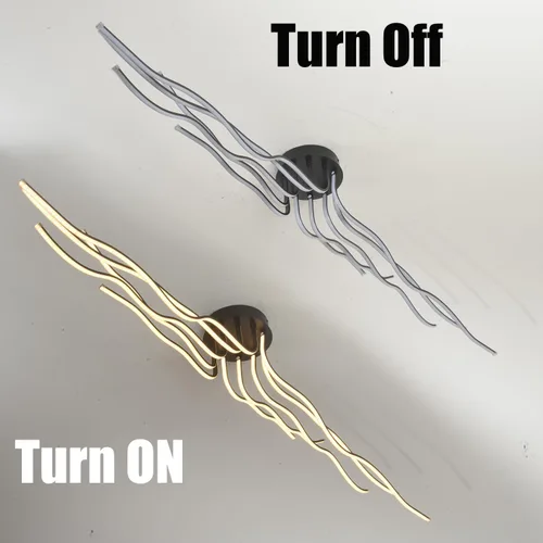 Vista 7 de Lámpara de techo LED regulable de 10 luces, iluminación moderna de lujo cerca del techo para cocina, comedor, hogar Negro