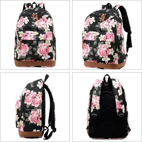 Vista 2 de Abshoo - Mochila de lona con lunares, juego de 3 mochilas para adolescentes y niñas