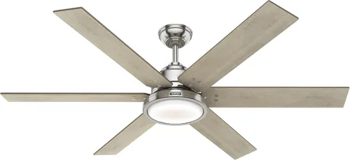 Vista 13 de Hunter Warrant - Ventilador de techo interior con luz LED, 60 pulgadas, níquel cepillado Acabado cepillo níquel (Brushed Nickel Finish)