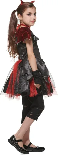 Vista 5 de Snailify Vestido de Diablo Devious para niña, disfraz de Diablo mágico para niñas, color rojo y negro