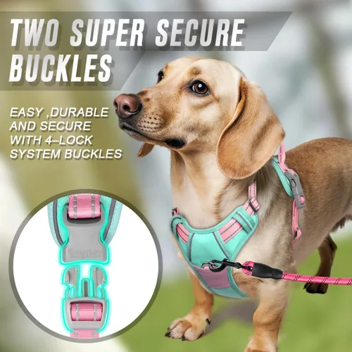 Vista 132 de BARKBAY - Arnés para perro sin tirones con clip frontal, material resistente y reflectante, asa de fácil control para pasear perros grandes