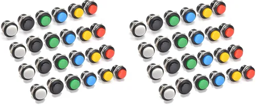 Vista 8 de Interruptor de encendido y apagado momentáneo de 0.630 in, surtido rojo, verde, amarillo, azul, blanco, negro, 3A, 250 V, CA, 2 pines, mini