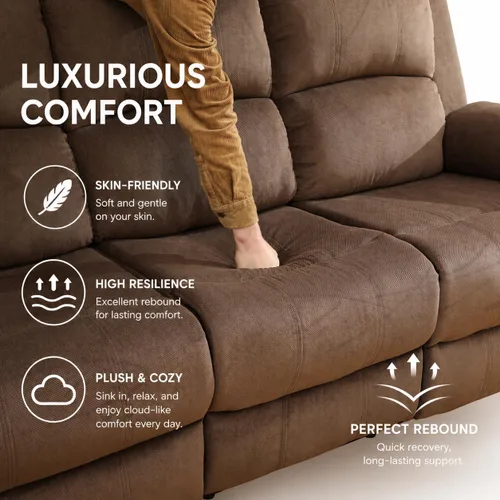 Vista 7 de Juego de sofá reclinable manual, juego de sofá reclinable de microfibra, moderno juego de muebles de sala de estar, sillón reclinable para sala
