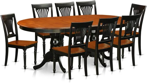 Vista 9 de East West Furniture PLAI5-BLK-W - Juego de comedor de 5 piezas para 4 personas, incluye una mesa de comedor ovalada con hojas de mariposa y 4 sillas