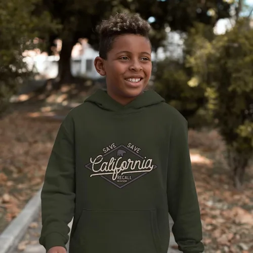 Vista 2 de Save California - Sudadera con capucha de forro polar de esponja para niños, sudadera con capucha única para niños