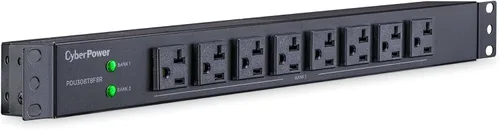 Vista 2 de CyberPower PDU30BT8F8R PDU básica, 100 – 125V/30A (Derado a 24A), 16 tomas, cable de alimentación de 12 pies, montaje en rack 1U