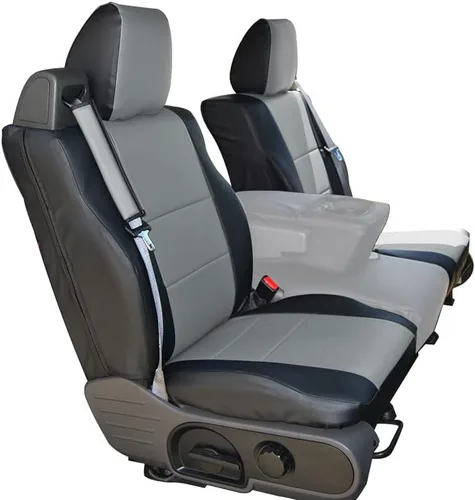 Vista 8 de Iggee Para Ford F-150 2004-2008 Tipo de cinturón de seguridad integrado Cuero artificial Personalizado Ajuste exacto 2 fundas de asiento delantero