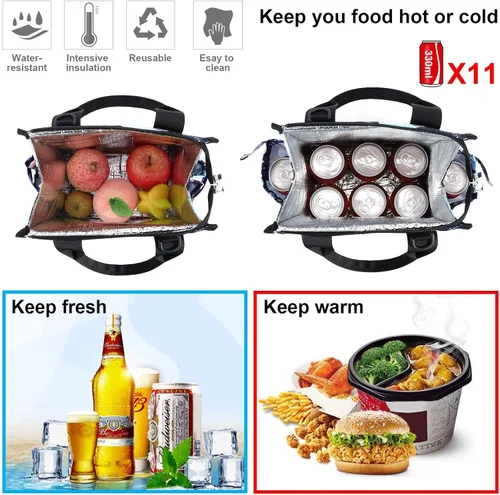 Vista 4 de Kamo Bolsas de almuerzo para mujer, bolsa de almuerzo aislada, contenedor para el trabajo, viajes, playa, correa de hombro ajustable a#1