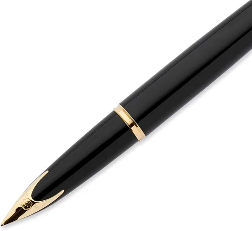 Vista 6 de Pluma estilográfica Waterman Carene Deluxe con punta mediana de oro macizo y tinta azul (S0699940), negro, dorado (Black Sea and Gold)