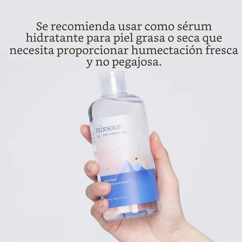 Vista 6 de Mixsoon Suero de Ácido Hialurónico de Agua Glaciar - Hidratación Profunda y Enfriamiento para la Cara, Potenciador de Hidratación, Textura