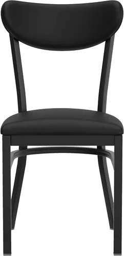 Vista 9 de Flash Furniture Wright - Juego de 2 sillas de comedor comerciales, respaldo de vinilo negro, asiento de vinilo negro, 500 libras, marco de acero