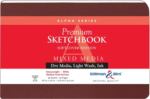 Vista 4 de Cuaderno de bocetos Stillman & Birn Serie Alpha de cubierta suave, 8.9 cm x 14 cm, 150 g/m² (pesado), papel blanco, superficie de grano medio