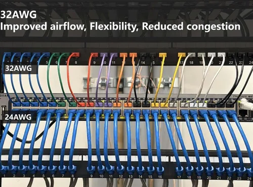 Vista 2 de InstallerParts Cable Ethernet azul Cat6A de 0.5 pies, 10 Gigabit/seg, 550 MHZ, 32 AWG, RJ45, macho a macho, Cat6, 8 pines, RoHS, UL