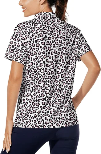Vista 2 de Hispotim Women's Short Sleeve Polo Shirt Lightweight Printed Golf Shirts Quick Dry Workout Golf Polo Shirts