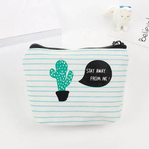 Vista 4 de Gilroy Cute Cactus impresión de lona cartera portafolios pequeña llave de bolsas bolsas de dinero en efectivo