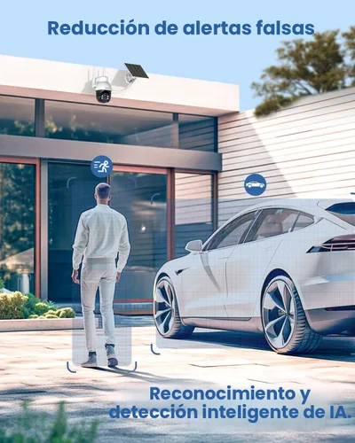 Vista 6 de aosu Cámara de seguridad solar inalámbrica para exteriores, cámara WiFi con batería de 3K/5MP para seguridad del hogar, PTZ panorámico, seguimiento