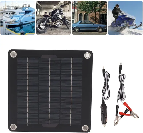 Vista 2 de Kit de panel solar, kit de panel solar portátil de 10 W, mantenedor de batería solar de 12 V con adaptador de encendedor de cigarrillos clip