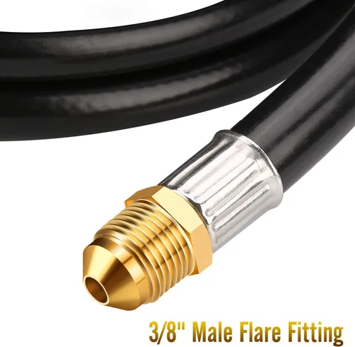 Vista 2 de WADEO Manguera de extensión de propano de 12 pies con conector hembra macho de 3/8 pulgadas, manguera larga de línea de gas de propano para parrilla