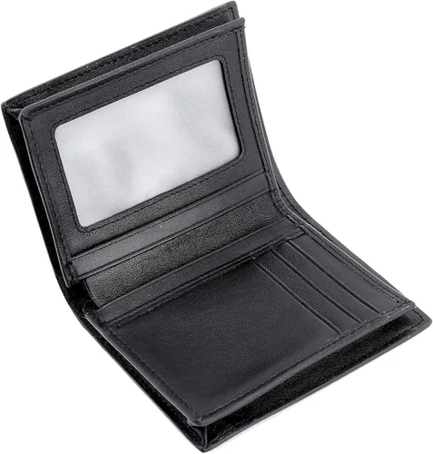 Vista 7 de Billetera de piel para hombre, monedero con clip de dinero para hasta 6 tarjetas, tarjetero de visita