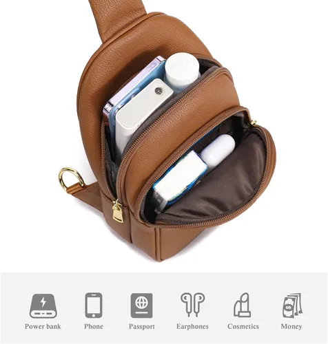 Vista 4 de INICAT Riñoneras cruzadas, bolsos de cuero para el pecho para mujer
