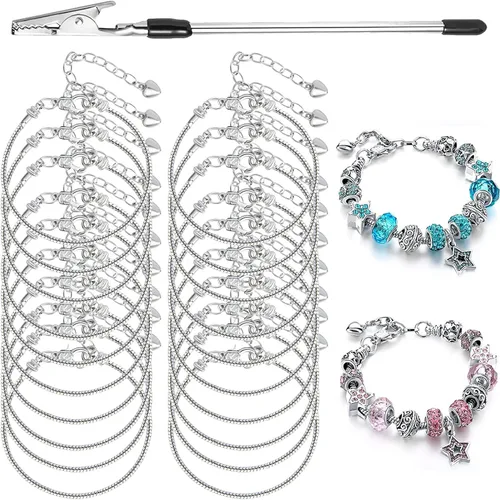 Vista 13 de 10 Piezas Cadenas de Pulsera con Dije de Cadena de Serpiente de 7.87 Pulgadas con Ayudante de Pulsera Pulsera de Serpiente Ajustable con Dije