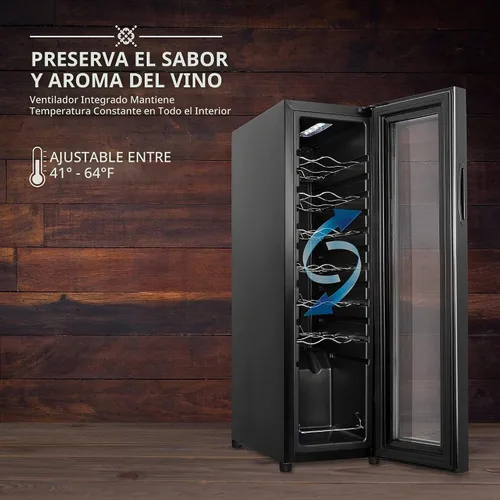 Vista 4 de Ivation Refrigerador de vino con compresor de 14 botellas con cerradura Gran bodega independiente para vino tinto, blanco, champán o espumoso